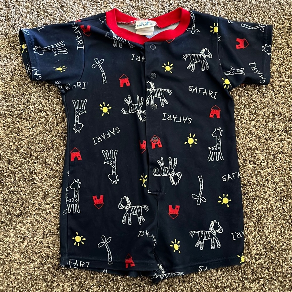 Vintage Carter’s toddler boys 18 months navy blue safari romper outfit